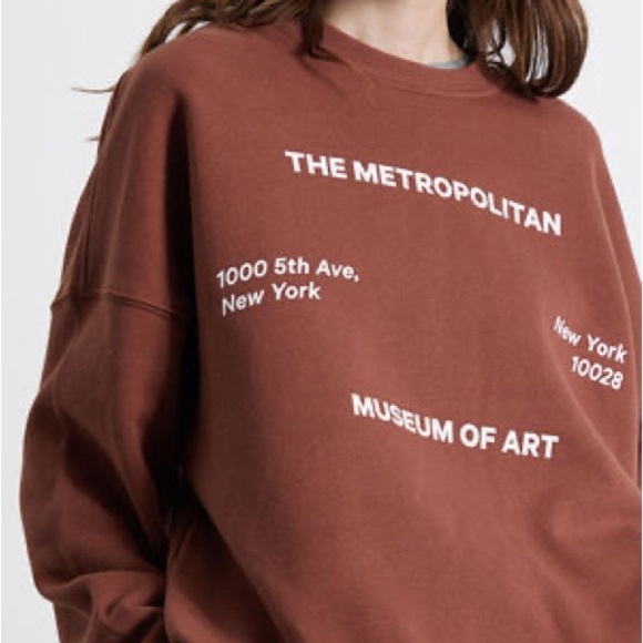The MET Museum x PacSun Reddish Brown Oversized Sweatshirt Pullover Top - Picture 1 of 8